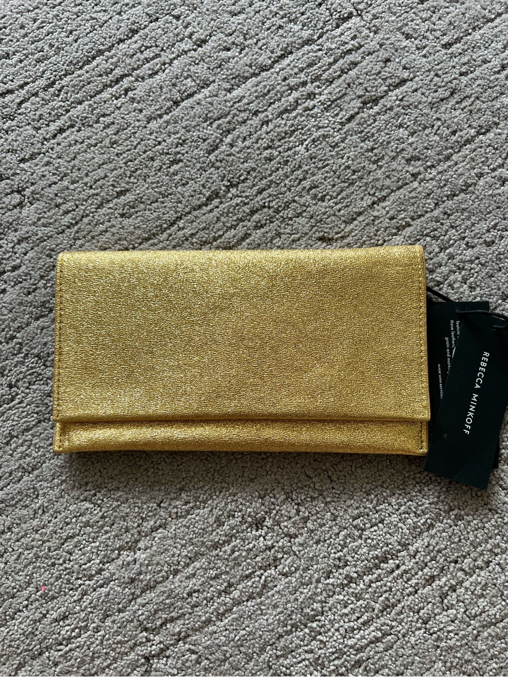 Rebecca Minkoff Gold Glitter Foldover Wallet Clutch
